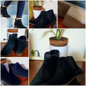 KENSIE GAZELLE Women's Black Suede Low Heel Fall Winter Dress  Booties- …